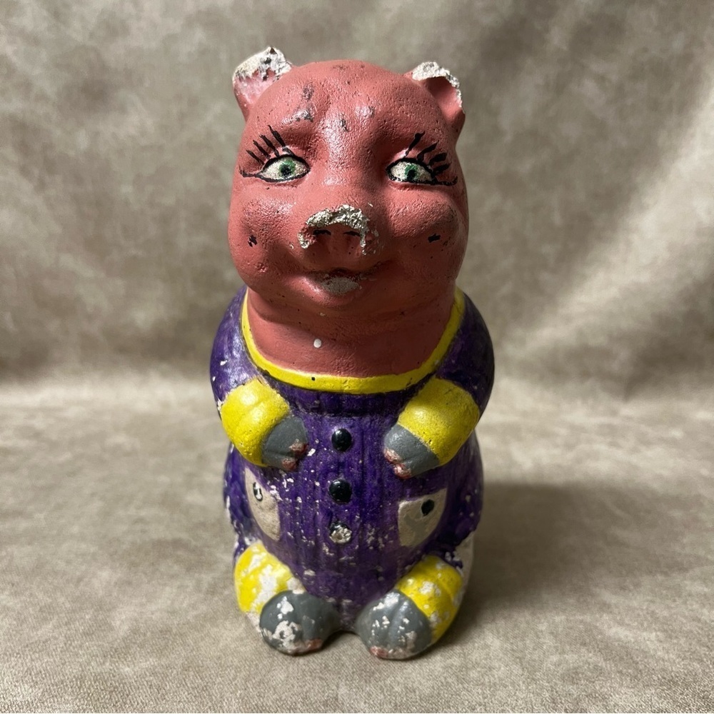 Vintage Heavy Door Stopper Antique Piggy *Has Wear * See Pics Still Beautiful